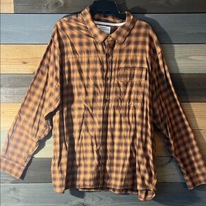 REI Men's Orange Plaid Casual Button Down Shirt